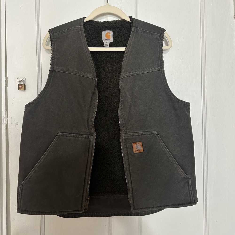 Carhartt Charcoal Fleece-Lined Vest